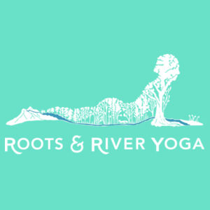Roots & River Yoga White Printed logo - Women's Flowy Racerback Tank Design