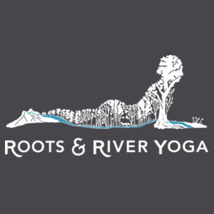 Roots & River Yoga White Printed logo - Unisex Poly-Rich T-Shirt Design
