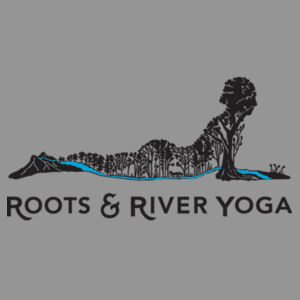 Roots & River Yoga Black Printed logo - Fine Jersey Raglan T-Shirt Design