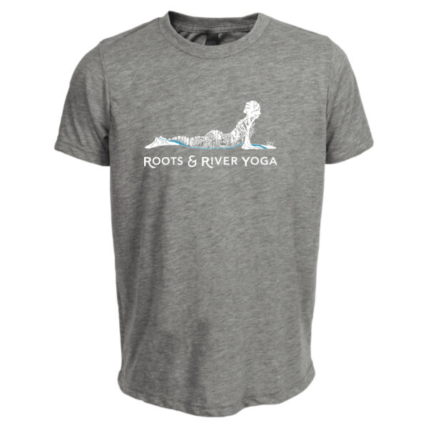 Roots & River Yoga White Printed logo - Youth Poly-Rich T-Shirt Thumbnail