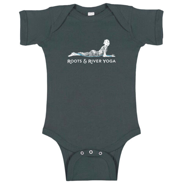 Roots & River Yoga White Printed logo - Infant Baby Rib Bodysuit Thumbnail