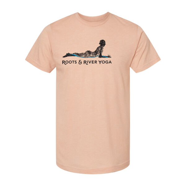 Roots & River Yoga Black Printed logo - Unisex Poly-Rich T-Shirt Thumbnail