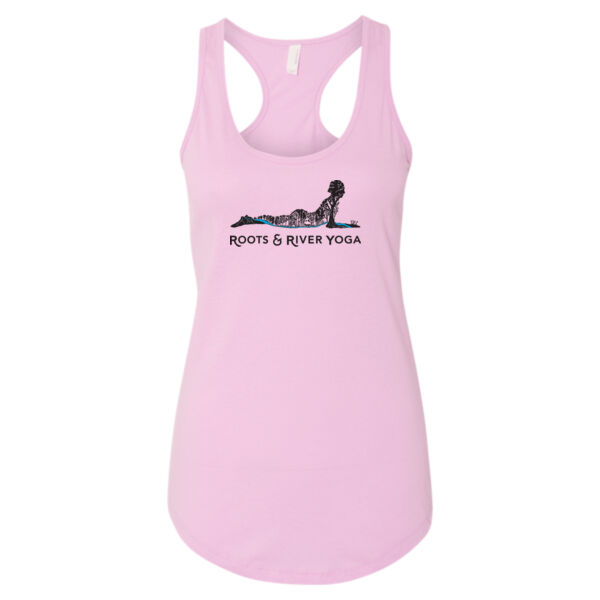 Roots & River Yoga Black Printed logo - Women's Ideal Racerback Tank Thumbnail